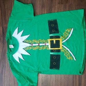 Mens Dec 25th Elf T Shirt christmas Green gold black white print XL